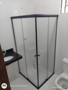 Box para Banheiro de Canto | Kit Preto Abaulado