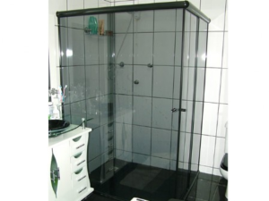 Box para Banheiro de canto ( vidro fumê) | Kit Preto Abaulado