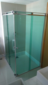 Box para Banheiro de canto em Vidro Verde | Kit Elegance